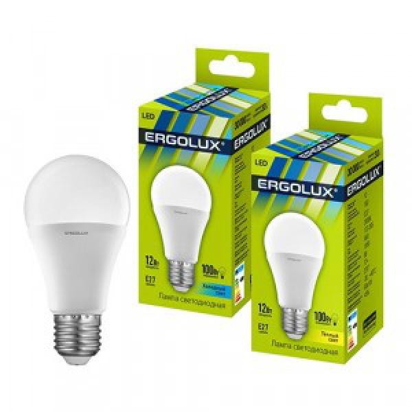 Лампа 12W / 100Вт E27, Х/С A60 (1155lm 270°) 4500K матов.Ergolux LED-A60-12W-E27-4K